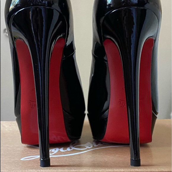 Authentic Christian Louboutin - Black Leather Bianca Platform Pumps Size 36 New - Picture 4 of 16